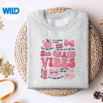 Girls3rdGradeVibesCoquetteBowBackToSchoolTeachersweater