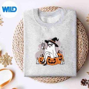 HalloweenBooIceCoffeeSpookyGhostMomGirlssweater