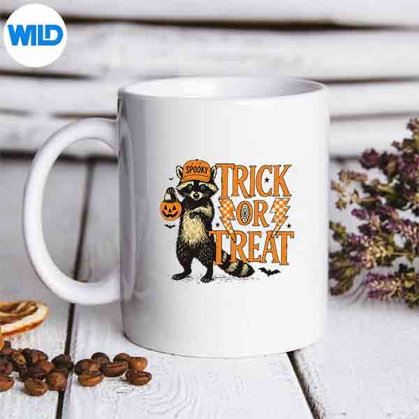 HalloweenFeralTrickOrTreatRaccoonSpookySeasonmug