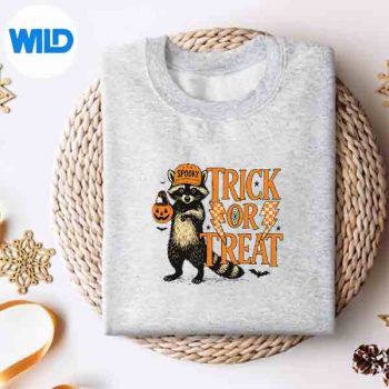 HalloweenFeralTrickOrTreatRaccoonSpookySeasonsweater