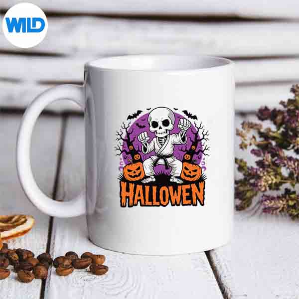 HalloweenSkeletonKarateSpookyHalloweenSkeletonCostumemug