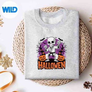 HalloweenSkeletonKarateSpookyHalloweenSkeletonCostumesweater