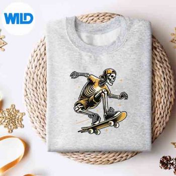 HalloweenSkeletonSkaterWithSkateboardsweater
