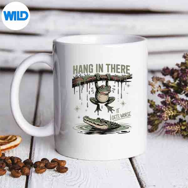 HangInThereItGetsWorseSarcasticFrogCrocodileHumormug