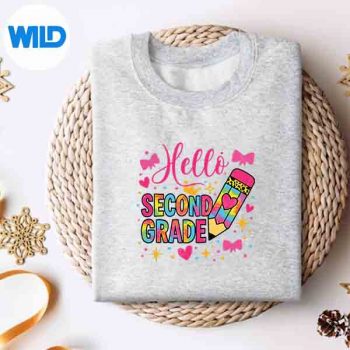 Hello Second Grade Colorful Pencil Tie Dye Back To School Digital Design 4 HelloSecondGradeColorfulPencilTieDyeBackToSchoolsweater