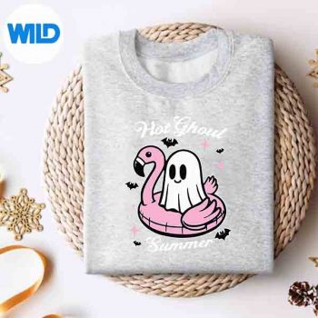 HotGhoulSummerFlamingoGhostSummerweensweater