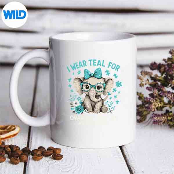 IWearTealForOvarianCancerAwarenessTealElephantmug