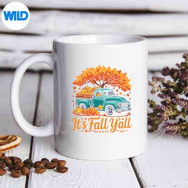 ItsFallYallTruckAutumnTreePumpkinFallThanksgivingmug