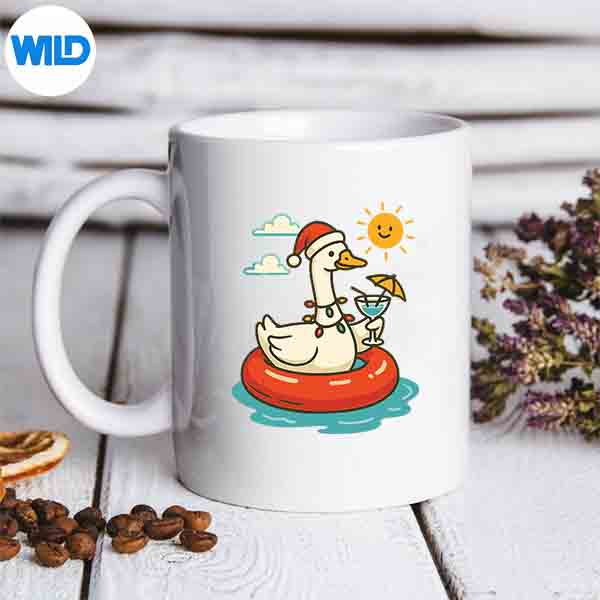 JulySantaGooseChristmasBeachHolidayHawaiimug