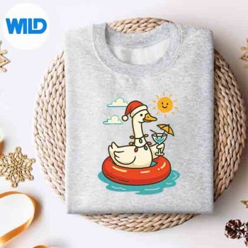 JulySantaGooseChristmasBeachHolidayHawaiisweater