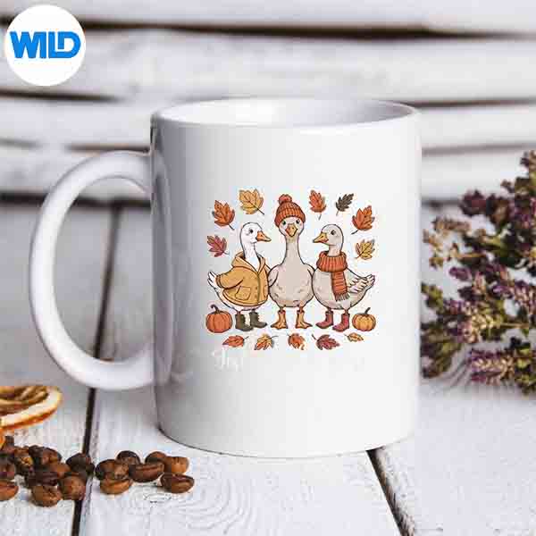 Just A Fall Goose Autumn Pumpkin Leaves Cozy Weather Design for Cricut 6 JustAFallGooseAutumnPumpkinLeavesCozyWeathermug