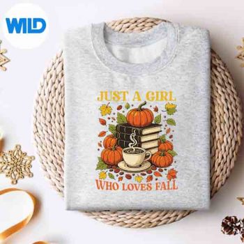 Just A Girl Who Loves Fall Autumn Vibes Books Coffee Lover Vector Design 4 JustAGirlWhoLovesFallAutumnVibesBooksCoffeeLoversweater