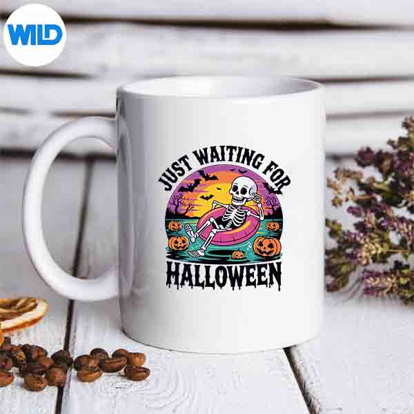 Just Waiting For Halloween Spooky Skeleton Summer SVG PNG Digital Download 6 JustWaitingForHalloweenSpookySkeletonSummermug