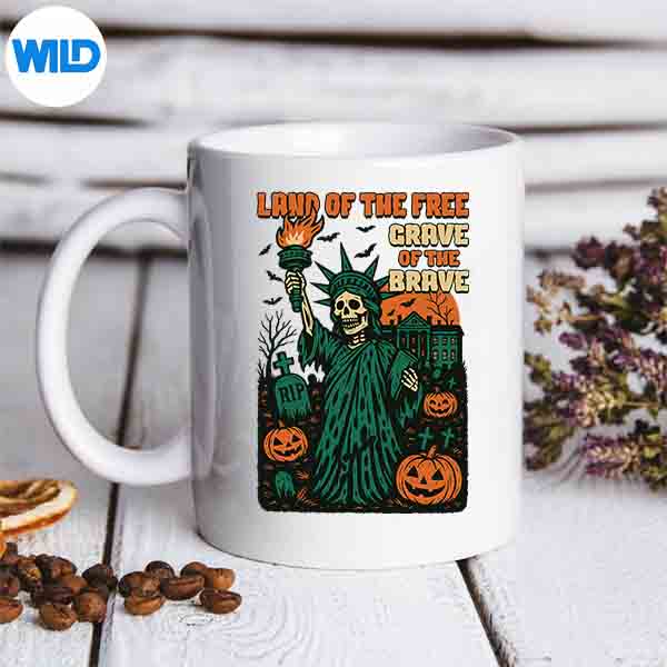 LandOfTheFreeGraveOfTheBraveHalloweenPumpkinmug