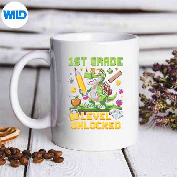 Level Unlocked 1st Grade Dinosaur Back To School Gamer Digital Design 7 LevelUnlocked1stGradeDinosaurBackToSchoolGamermug