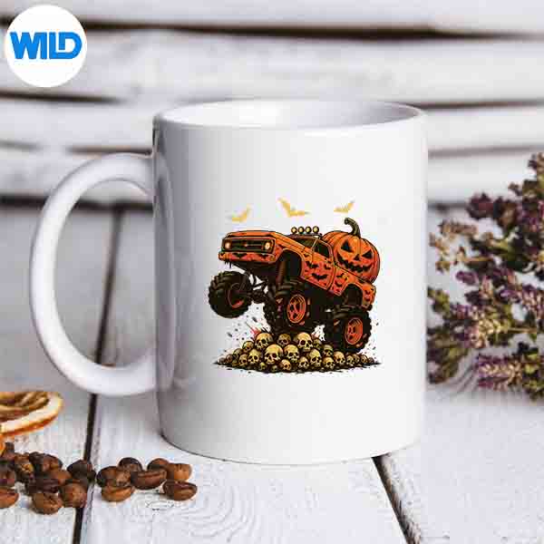 MonsterTruckHalloweenJackOLanternSkullPumpkinmug