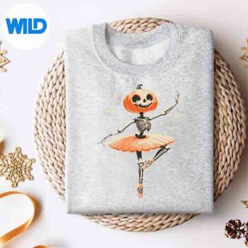 Pumpkin Skeleton Ballerina Halloween Ballet SVG PNG Digital Design 4 PumpkinSkeletonBallerinaHalloweenBalletsweater