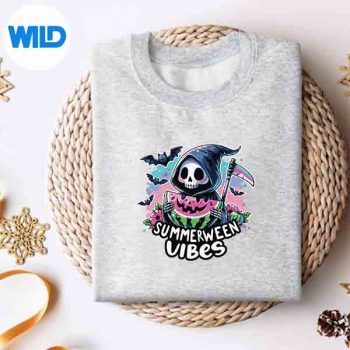 RetroGhostSummerweenVibeWatermelonGhostSummerSkeletonsweater