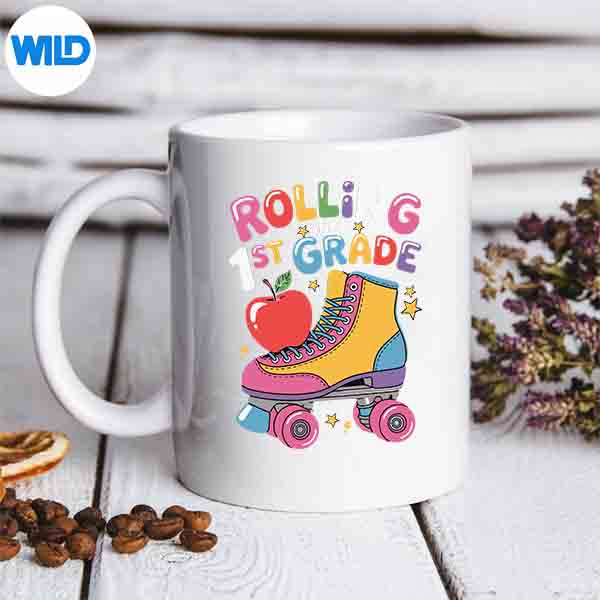 Rolling Into 1st Grade 1st Day Of First Grade Roller Skates SVG PNG Cut File