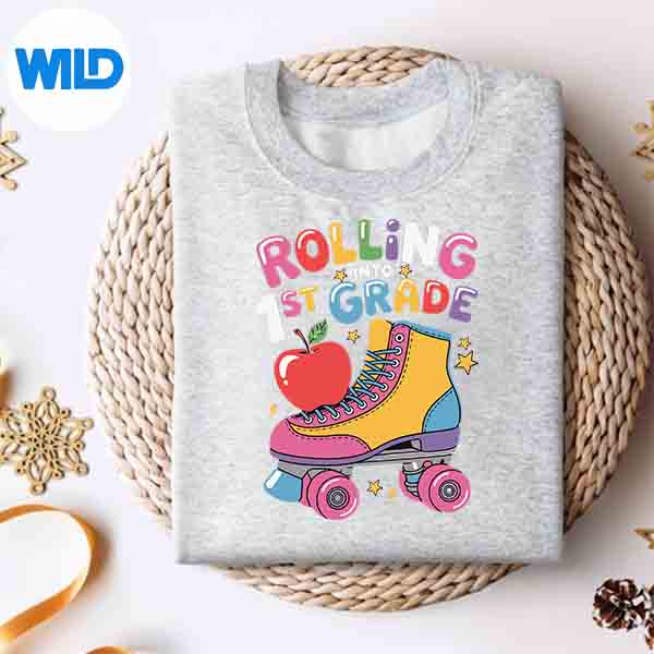 Alternative view of Rolling Into 1st Grade 1st Day Of First Grade Roller Skates SVG PNG Cut File
