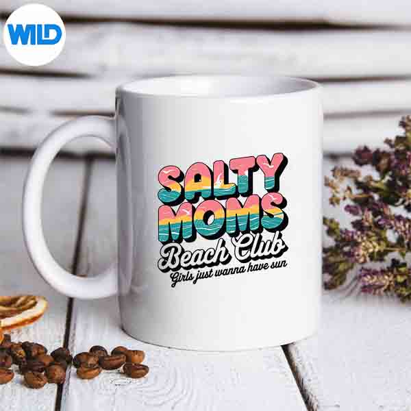 SaltyMomsBeachClubVacationCoastalVintageMatchingmug