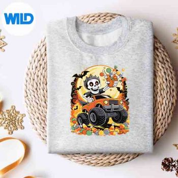 Skeleton Monster Truck Halloween Pumpkin Moon Silhouette SVG PNG 4 SkeletonMonsterTruckHalloweenPumpkinMoonsweater