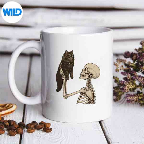 Skeleton With Cat Vintage SVG Cut File 6 SkeletonWithCatVintagemug