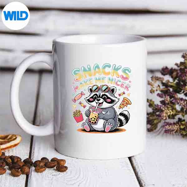 SnacksMakeMeNicerRacoonSarcasticAnimalSayingmug