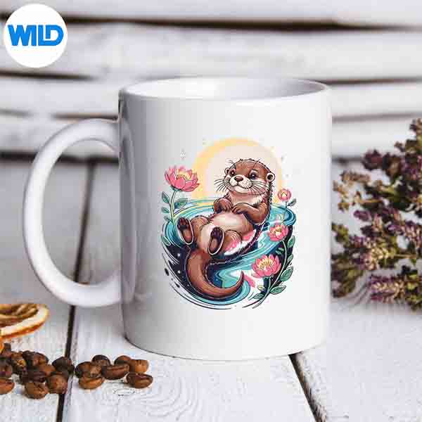 Space Flowers Sea Otters Vintage Design for Cricut 6 SpaceFlowersSeaOttersVintagemug