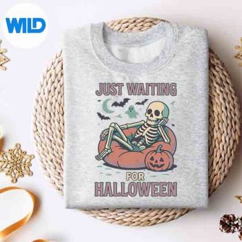 Spooky Skeleton Summerween Waiting For Halloween Silhouette SVG PNG Cut File 4 SpookySkeletonSummerweenWaitingForHalloweensweater