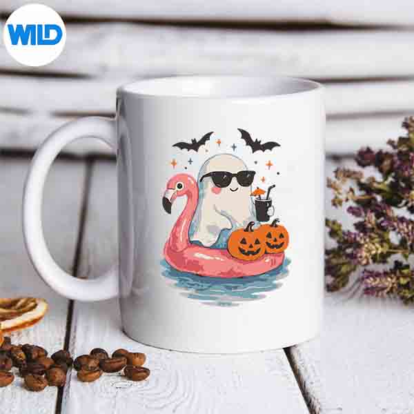 Summer Ghost Watercolor Cute Ghost With Flamingo Float Beach SVG PNG 6 SummerGhostWatercolorCuteGhostWithFlamingoFloatBeachmug