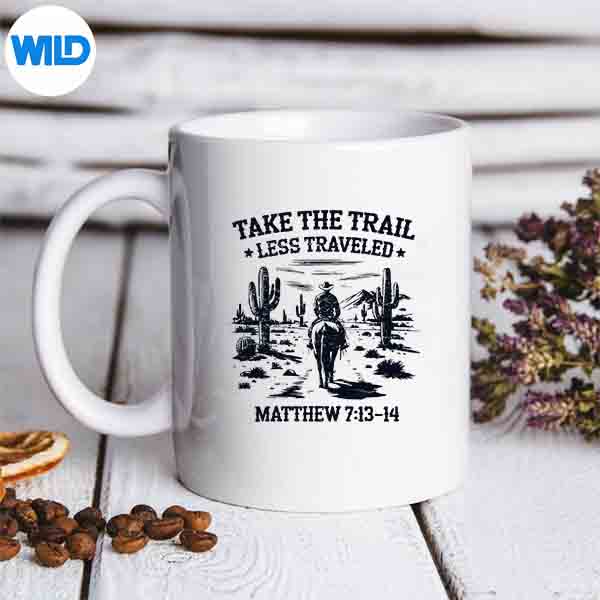 TakeTheTrailLessTraveledWesternCowVbsmug