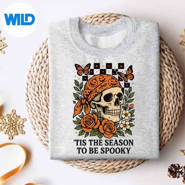 Tis The Season To Be Spooky Skull Halloween Cut File 2 Tis The Season To Be Spooky Skull Halloween Cut File - Image 2