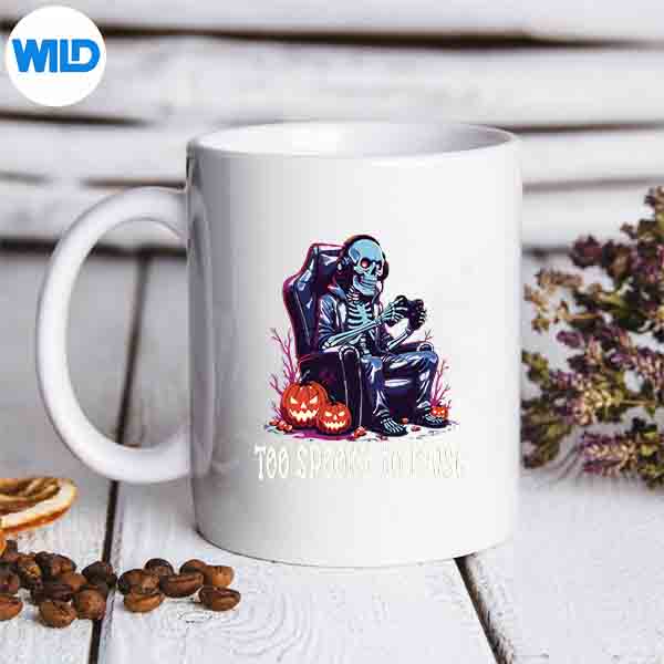 Too Spooky To Pause Halloween Skeleton Gamer Design for Cricut 6 TooSpookyToPauseHalloweenSkeletonGamermug