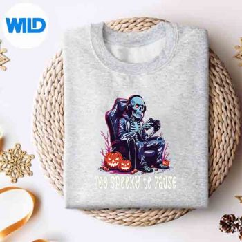 Too Spooky To Pause Halloween Skeleton Gamer Design for Cricut 4 TooSpookyToPauseHalloweenSkeletonGamersweater