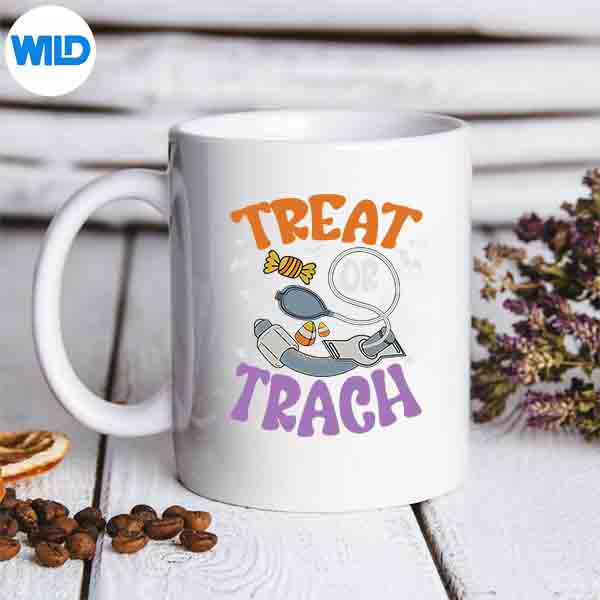 TrachOrTreatRespiratoryTherapistIcuRnNurseHalloweenmug