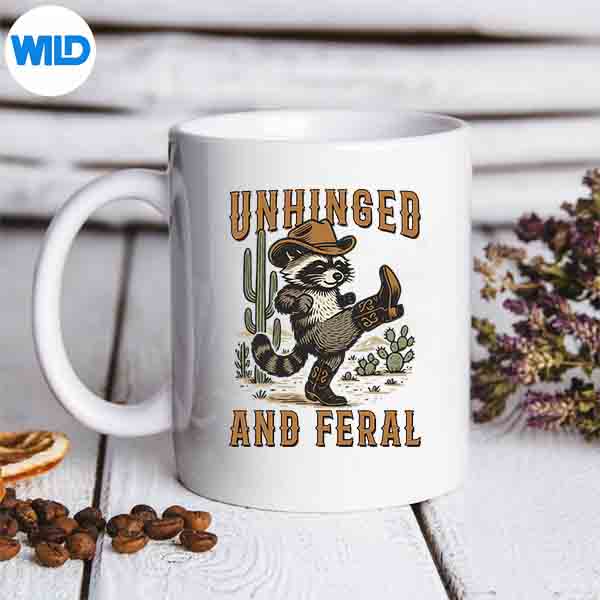 UnhingedAndFeralSummerRaccoonCowHatWesternmug