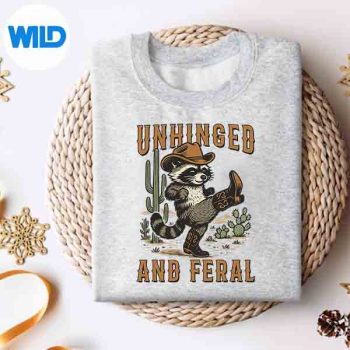 Unhinged And Feral Summer Raccoon Cow Hat Western SVG PNG Digital Design 4 UnhingedAndFeralSummerRaccoonCowHatWesternsweater