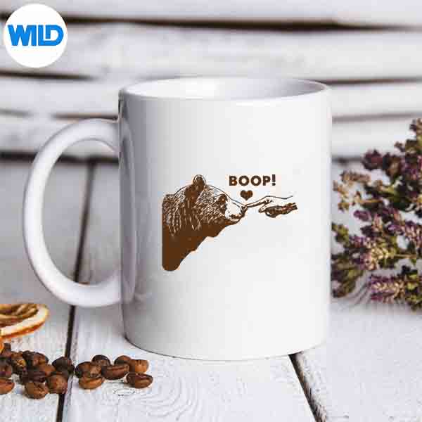 VintageBearFingerTouchingNoseBoopmug