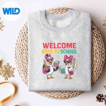 Welcome Back To School Cute Duck Preschool Teachers Students SVG PNG Digital Design 4 WelcomeBackToSchoolCuteDuckPreschoolTeachersStudentssweater