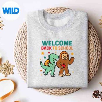 Welcome Back To School Happy Bigfoot Cute Dinosaur 3 Rex Digital Design 4 WelcomeBackToSchoolHappyBigfootCuteDinosaur3Rexsweater