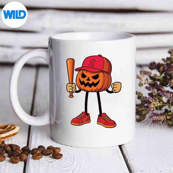 BaseballPumpkinStrikeOutBreastCancermug