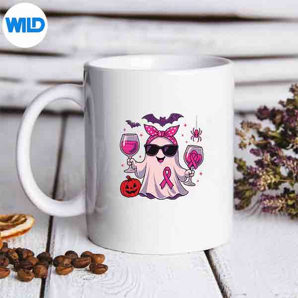 Boo Wine Pumpkin Pink Breast Cancer Survivor Vector Design 7 BooWinePumpkinPinkBreastCancerSurvivormug