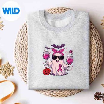 BooWinePumpkinPinkBreastCancerSurvivorsweater