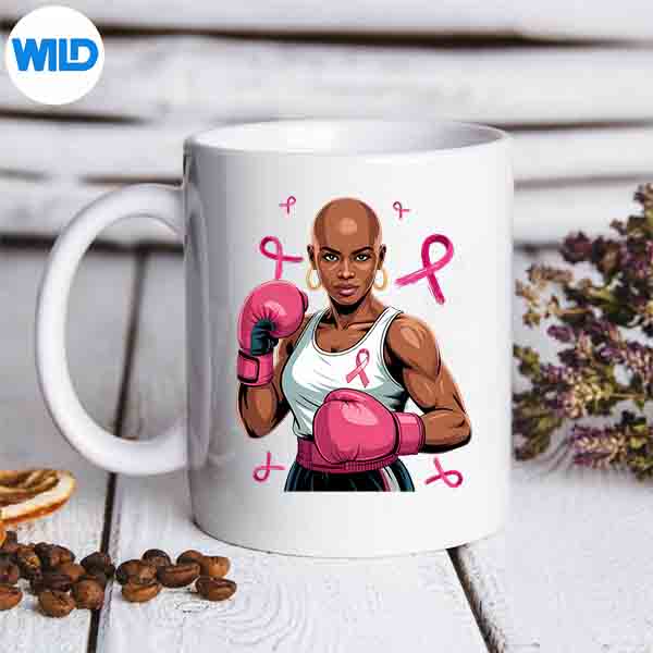 BreastCancerAwarenessAfricanAmericanAfroPinkRibbonmug