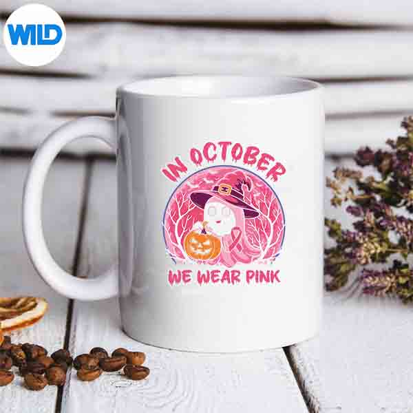 BreastCancerHalloweenOctoberWearPinkmug