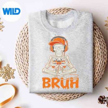 BruhHalloweenGamerSkeletonVideoGamingsweater