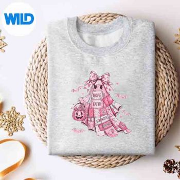 Coquette Bow Breast Cancer Ghost Halloween Denim Patchwork SVG PNG Digital Download 4 CoquetteBowBreastCancerGhostHalloweenDenimPatchworksweater