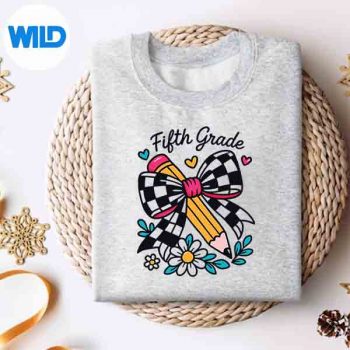 Coquette Pencil Bow Fifth Grade Teacher Back To School Digital Design 4 CoquettePencilBowFifthGradeTeacherBackToSchoolsweater