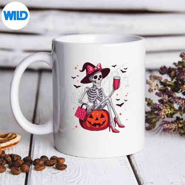 CuteSkeletonDrinkingCoffeeLoverHalloweenCostumesmug